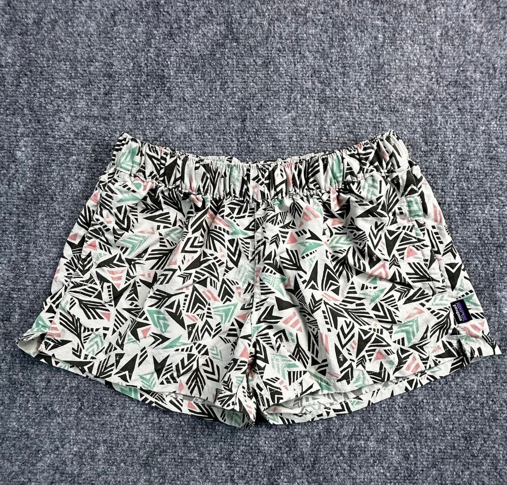 Patagonia Women's Baggies Shorts Size Small Geometric Print Lined Outdoor - Picture 1 of 6